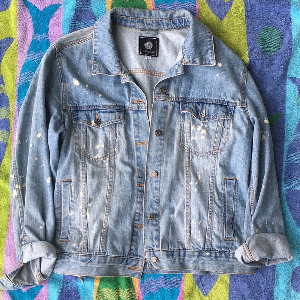 Women’s Bleach Splatter Light-Wash Denim Jacket